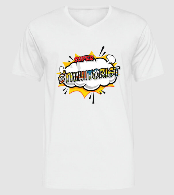 Super Stivuitorist model alb pe tricou