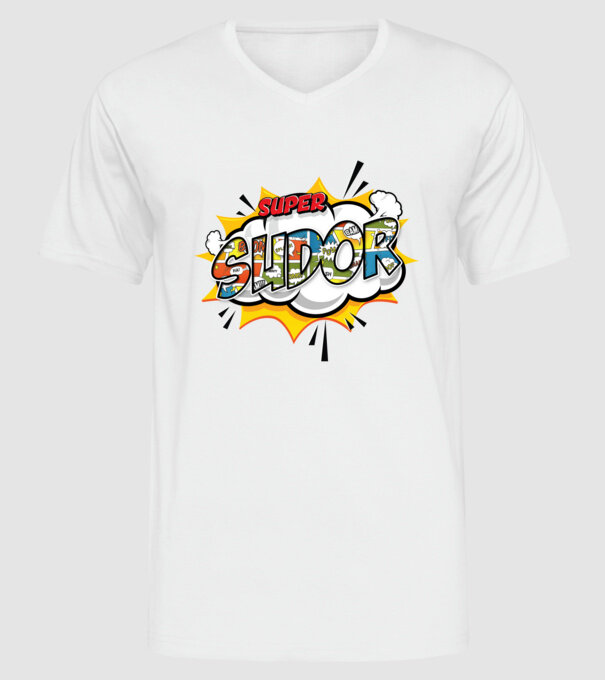 Super Sudor model alb pe tricou