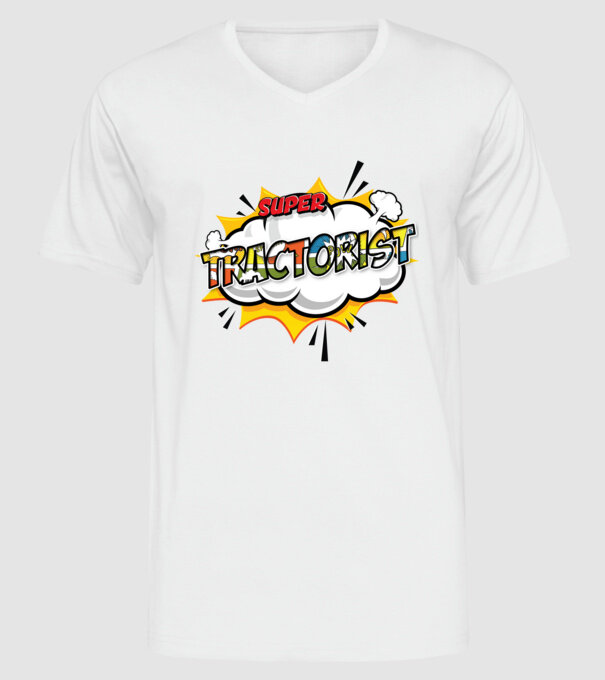 Super Tractorist model alb pe tricou