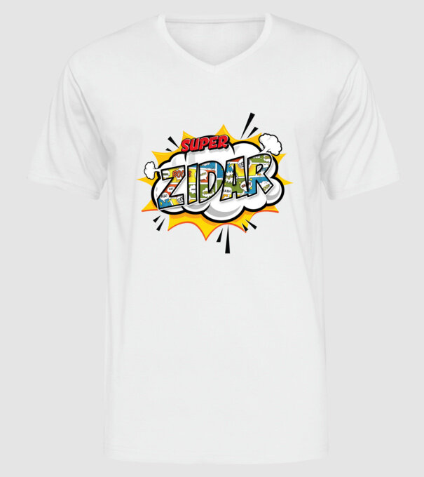 Super Zidar model alb pe tricou