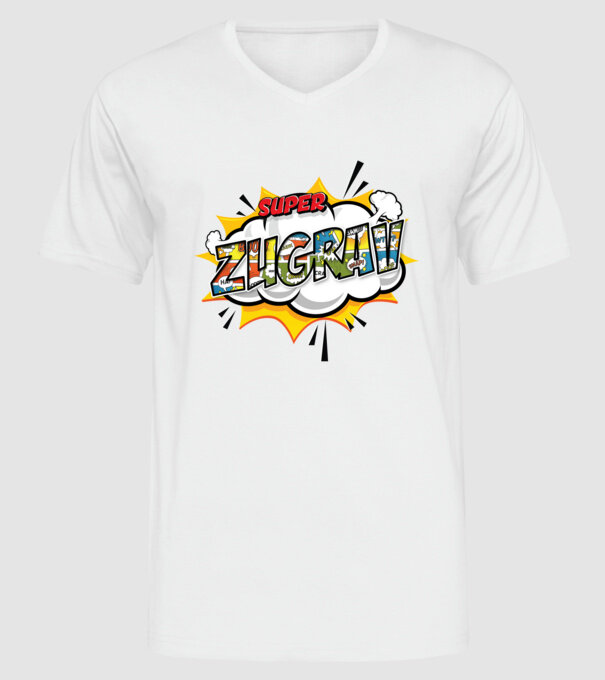 Super Zugrav model alb pe tricou