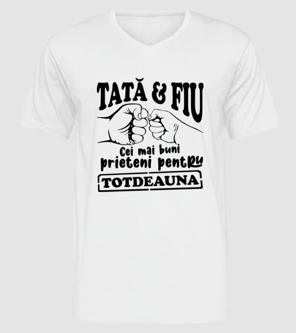 tată & fiu - cei mai buni prieteni pentru totdeauna model alb pe tricou