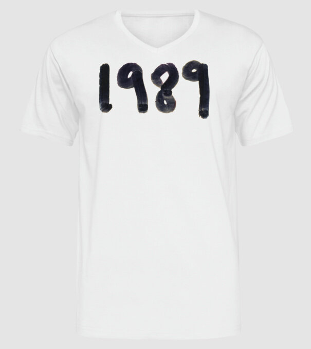 Taylor Swift 1989 text model alb pe tricou