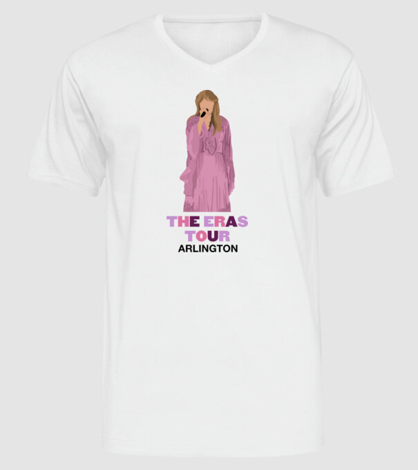 Taylor Swift The Eras Tour Arlington 3 model alb pe tricou