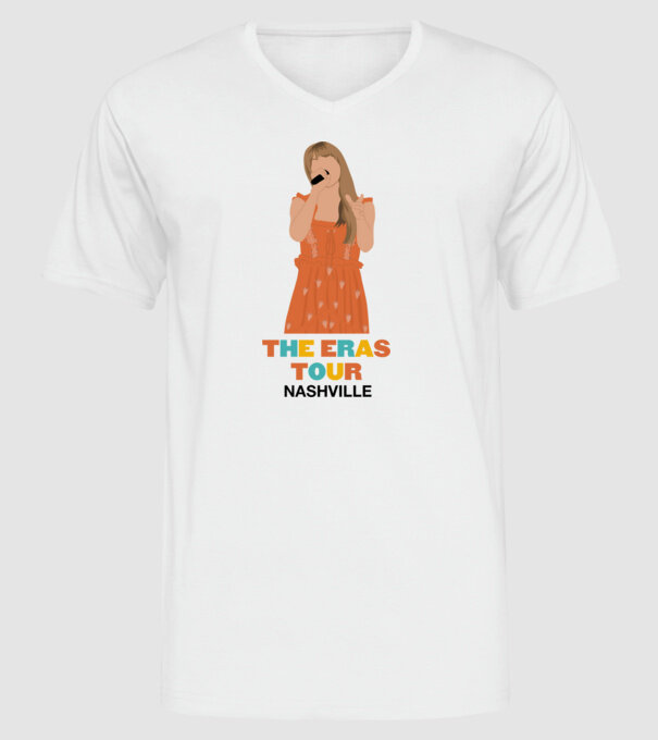 Taylor Swift The Eras Tour Nashville 3 model alb pe tricou