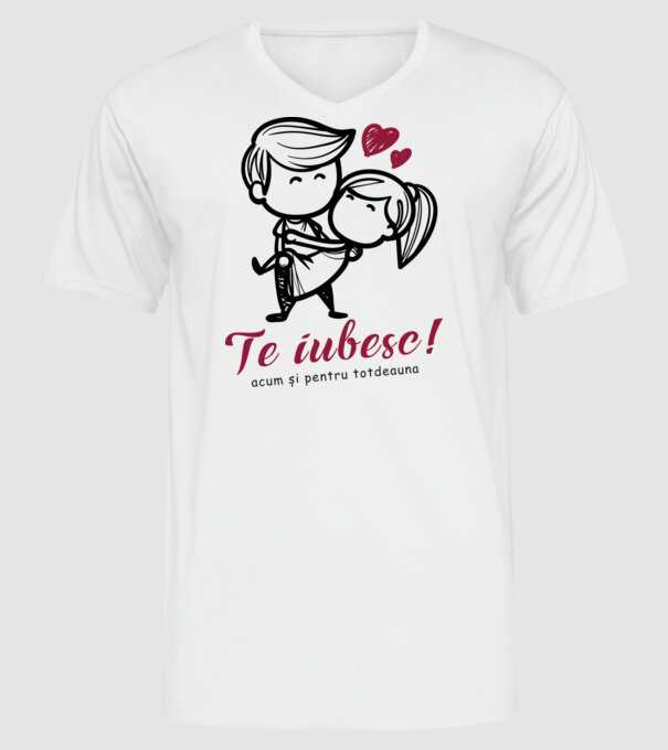 te iubesc! model alb pe tricou