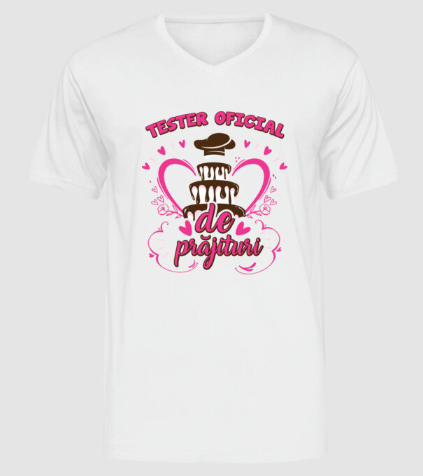 tester oficial de prăjituri model alb pe tricou