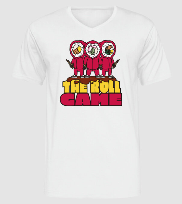 the roll game squid game model alb pe tricou