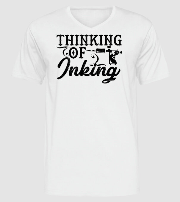 Thinking of inking model alb pe tricou