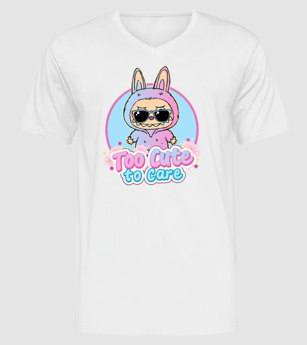 Too cute to care model alb pe tricou