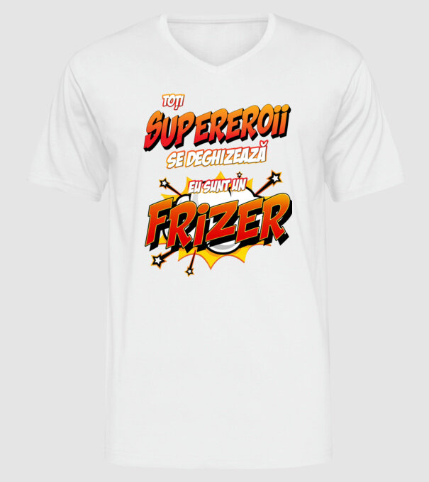 toți supereroii se deghizează, eu sunt un frizer/coafor model alb pe tricou