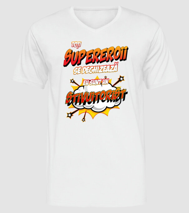 Toți supereroii se deghizează, eu sunt un stivuitorist model alb pe tricou