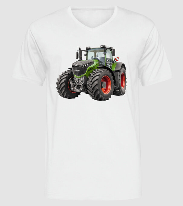 TRACTOR model alb pe tricou