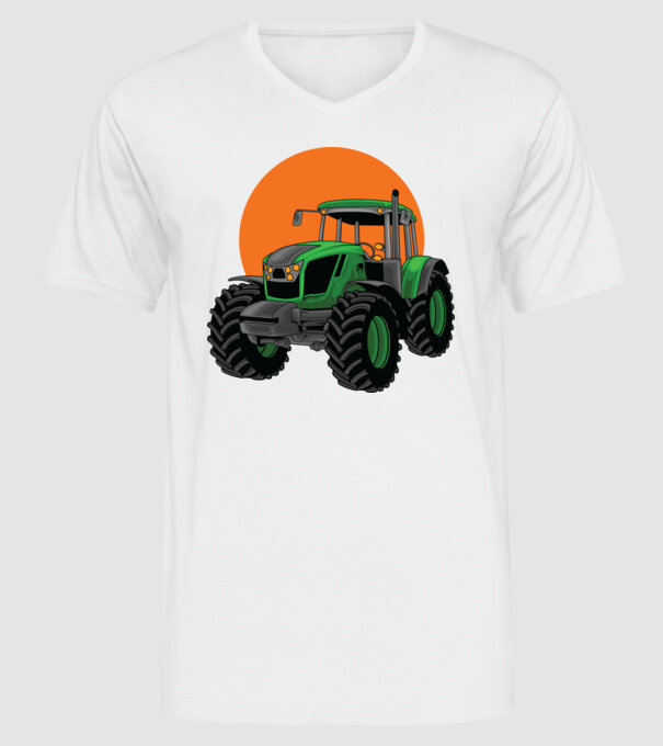 TRACTOR model alb pe tricou