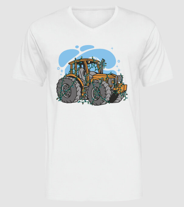 TRACTOR model alb pe tricou