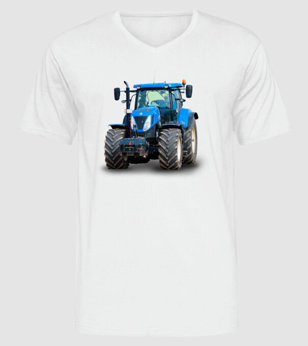 TRACTOR model alb pe tricou