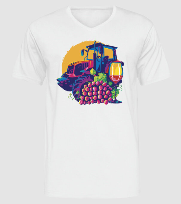 TRACTOR model alb pe tricou