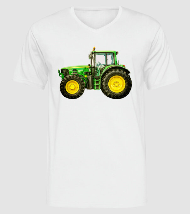 TRACTOR model alb pe tricou