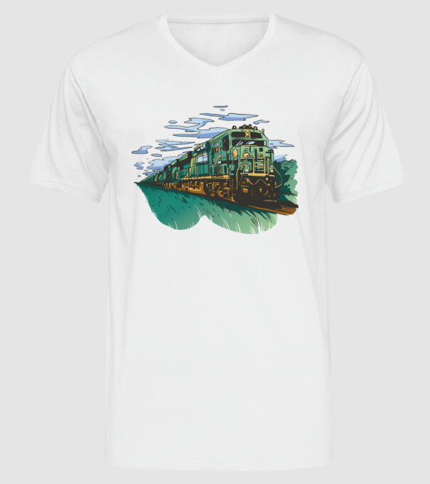 Trenuri model alb pe tricou