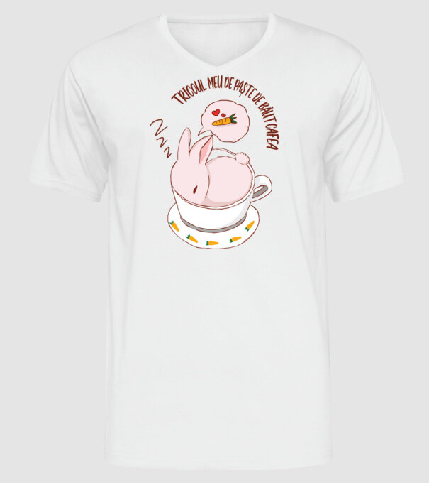tricoul meu de Paște de băut cafea model alb pe tricou
