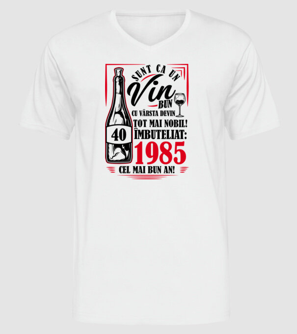 Un Vin Bun 1985 - Alb model alb pe tricou