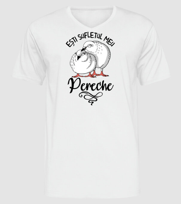 Valentine ești sufletul meu pereche model alb pe tricou