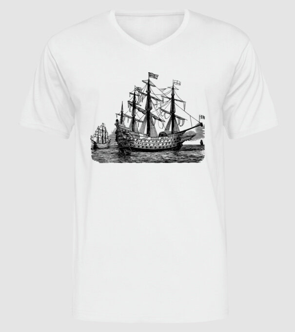 Vapoare model alb pe tricou