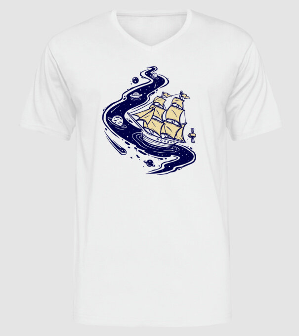 Vapoare model alb pe tricou