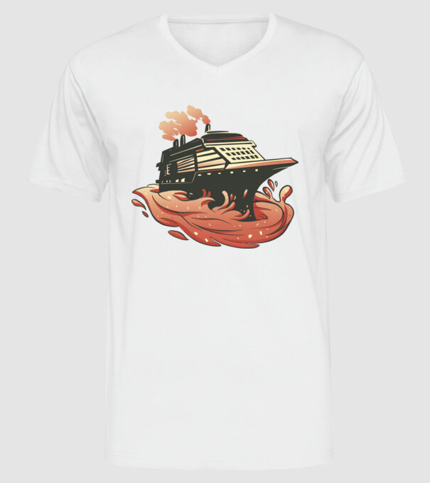 Vapoare model alb pe tricou