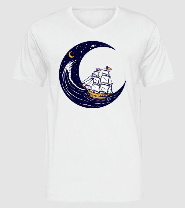 Vapoare model alb pe tricou