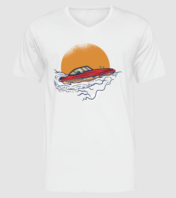 Vapoare model alb pe tricou