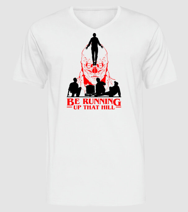 vecna running up that hill model alb pe tricou