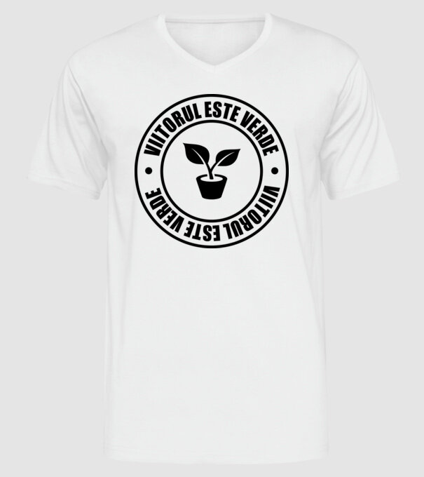 Viitorul este verde model alb pe tricou