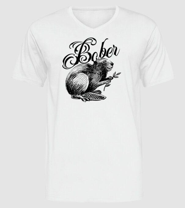 Vintage Bober model alb pe tricou