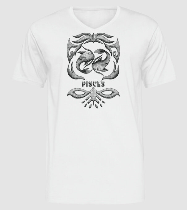Vintage zodiac pisces model alb pe tricou