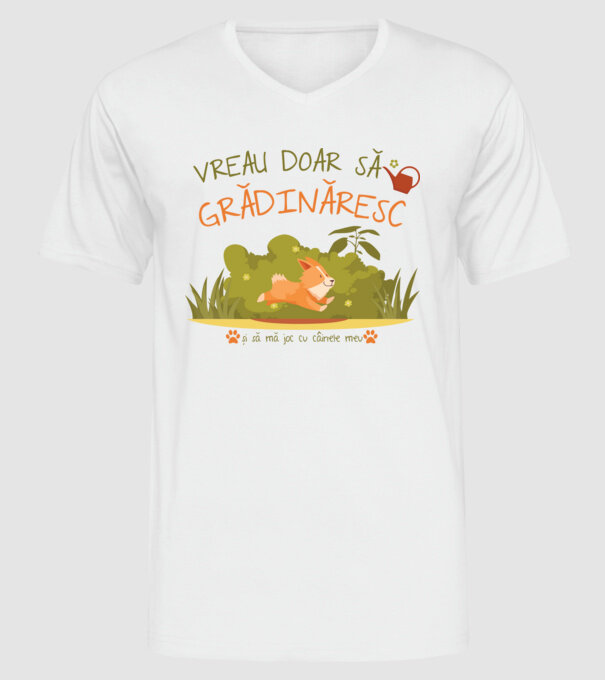vreau doar să grădinăresc model alb pe tricou