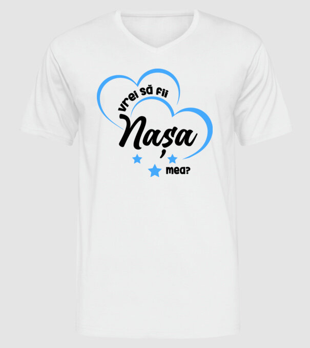 Vrei să fii nașa mea? model alb pe tricou