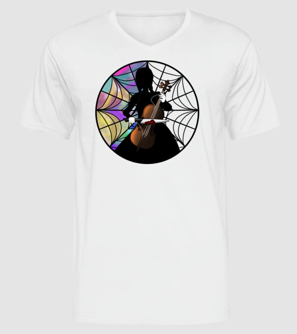 Wednesday Addams Cello - Enid room model alb pe tricou