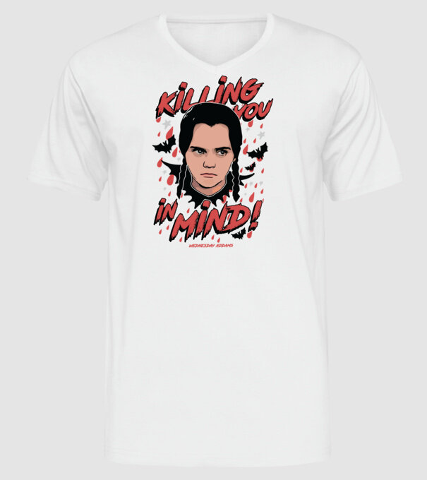 WEDNESDAY Killing You in my mind model alb pe tricou
