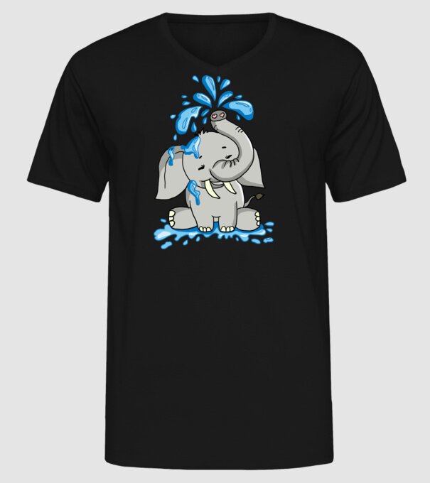 boldog elefánt model negru pe tricou