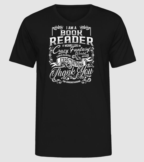 Book reader model negru pe tricou