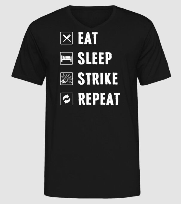 Bowling daily routine model negru pe tricou