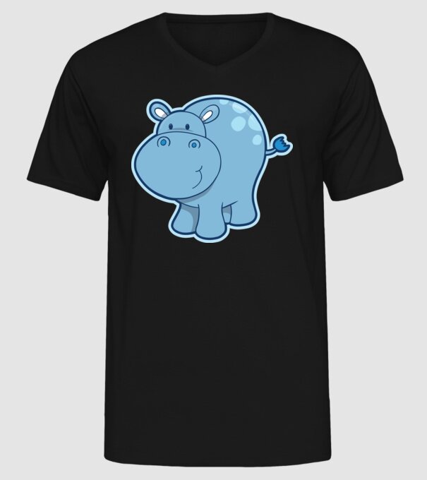 Cartoon hippo model negru pe tricou
