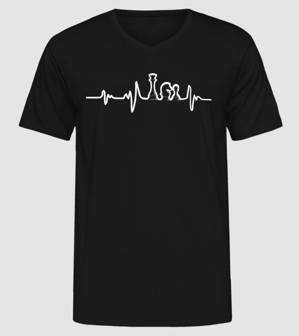 Chess heartbeat model negru pe tricou