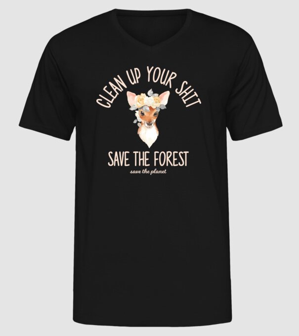 Clean up your shit model negru pe tricou