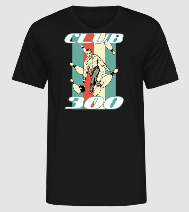 club300 model negru pe tricou