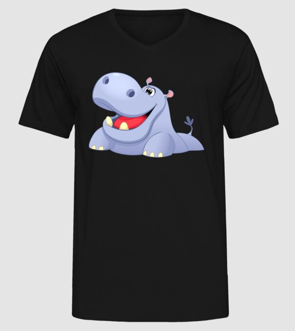 Cute Hippo model negru pe tricou