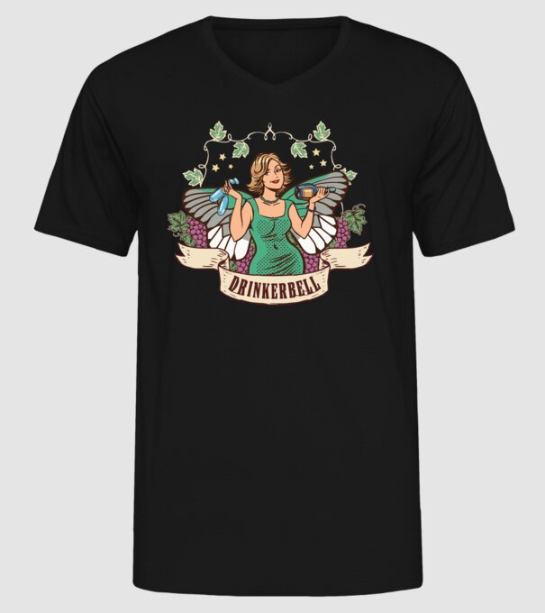 Drinkerbell model negru pe tricou