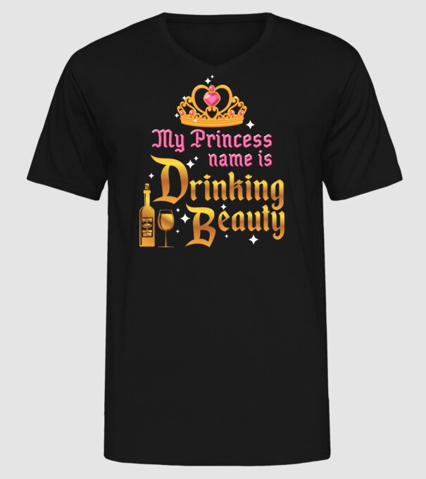Drinking beauty model negru pe tricou