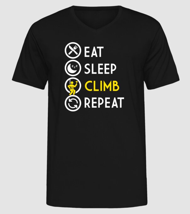 Eat sleep climb model negru pe tricou